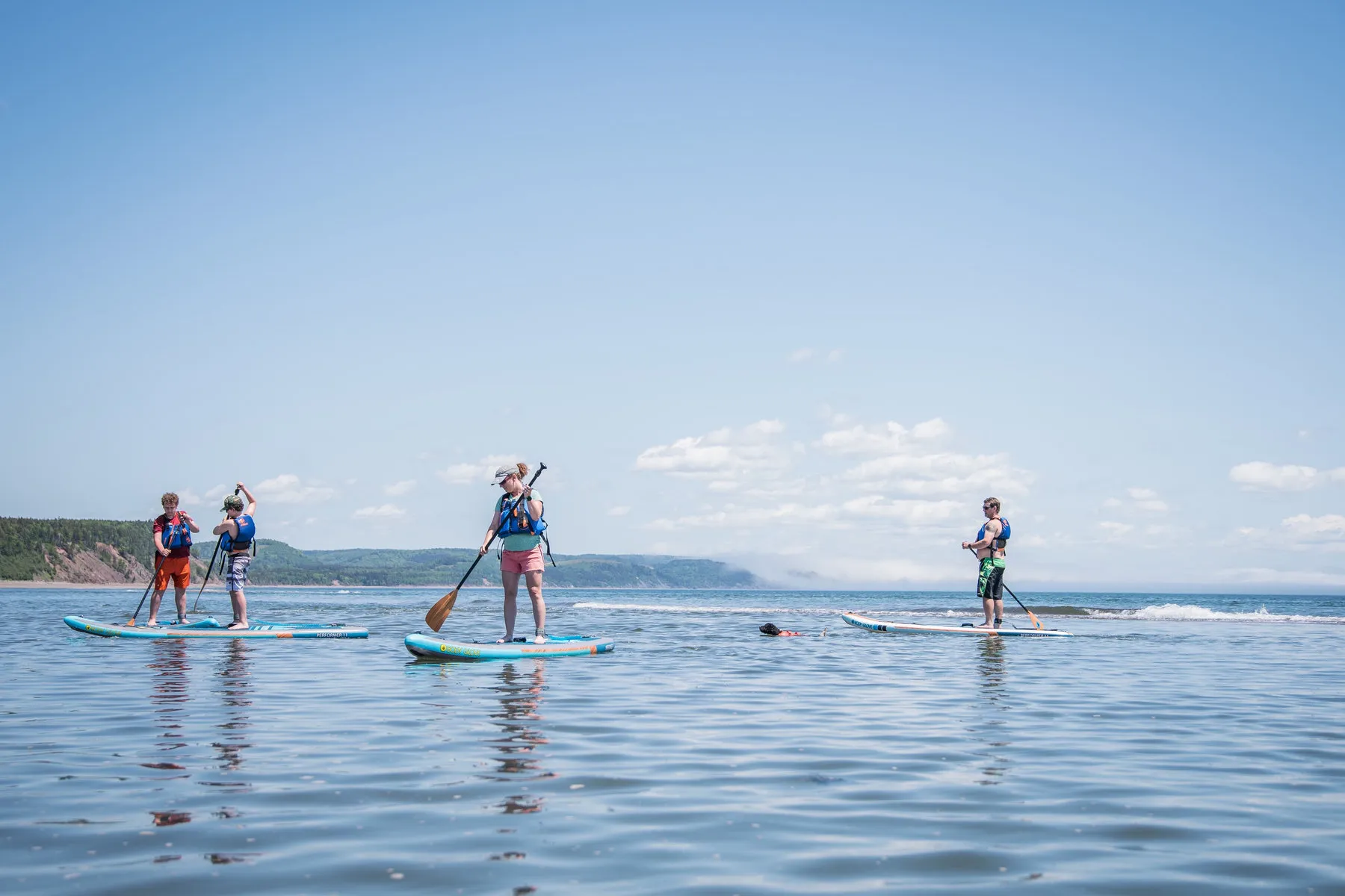 Paddling along the sheltered Spencers Island shoreline